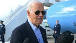 US President Joe Biden speaks with the press before boarding Air Force One prior to departure from Dane County Regional Airport in Madison, Wisconsin, July 5, 2024, as he travels to Wisconsin for campaign events. (Photo by SAUL LOEB / AFP) (Photo by SAUL LOEB/AFP via Getty Images)
