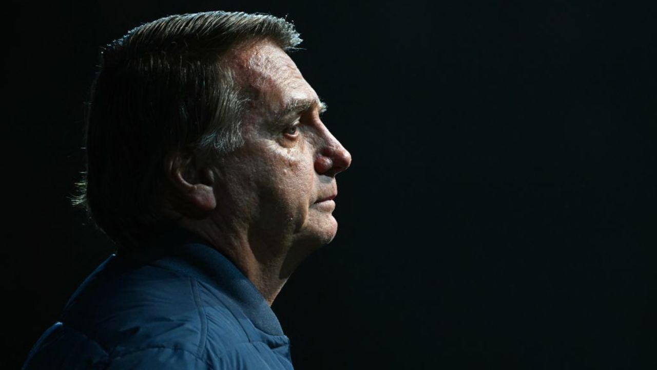 Former Brazilian President (2019-2023) Jair Bolsonaro gestures during the CPAC Brazil conference in Balneario Camboriu, Santa Catarina State, Brazil on July 6, 2024. Conservative Political Action Conference (CPAC) is a political conference attended by conservative activists and elected officials. (Photo by Evaristo Sa / AFP) (Photo by EVARISTO SA/AFP via Getty Images)