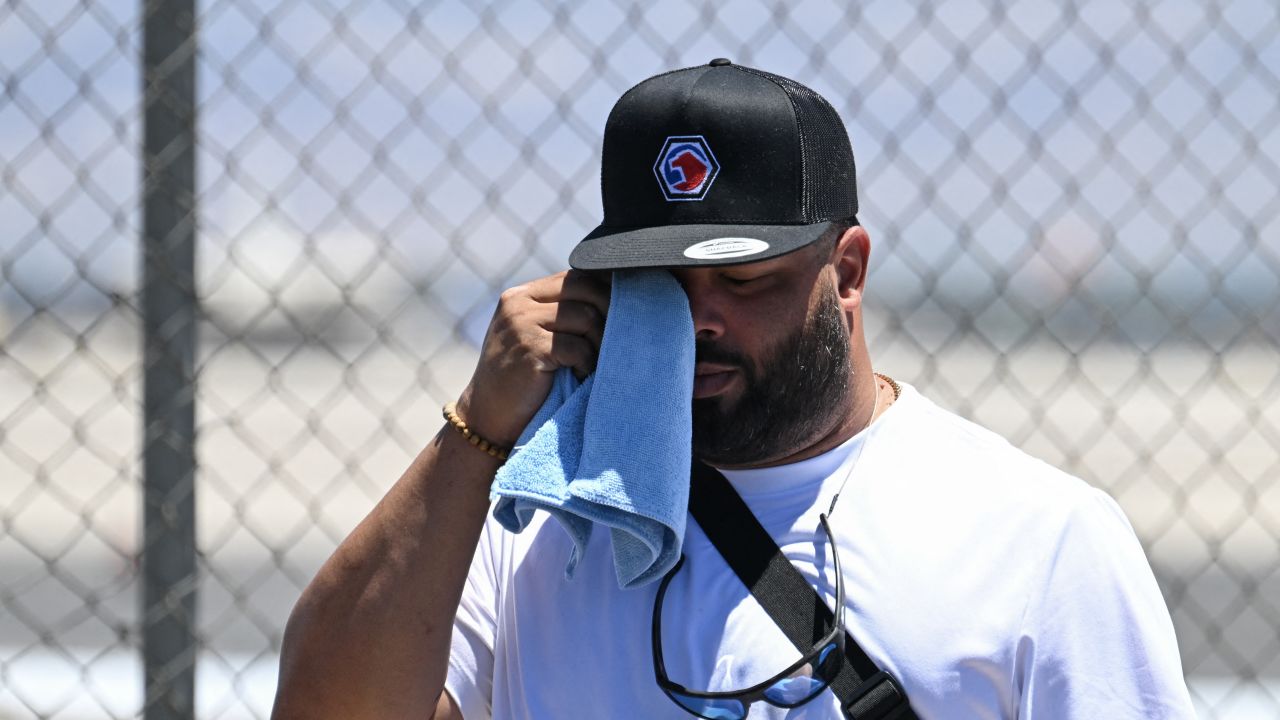 A man wipes his face near the Las Vegas strip during a heatwave in Las Vegas, Nevada on July 7, 2024. According to the US National Weather Service, high temperatures in Las Vegas on Sunday could reach up to 117 degrees Farenheit (42 degrees Celsius). (Photo by Robyn Beck / AFP) (Photo by ROBYN BECK/AFP via Getty Images)