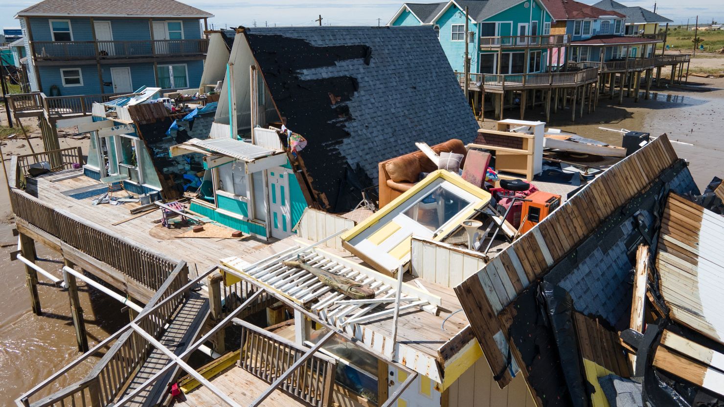 A home devastated by Hurricane Beryl in Surfside Beach, Texas.