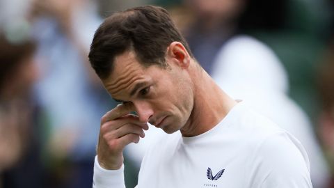 LONDON, ENGLAND - JULY 04: Andy Murray of Great Britain appears emotional following defeat in the Gentlemen’s Doubles first round match with Jamie Murray against Rinky Hijikata and John Peers of Australia during day four of The Championships Wimbledon 2024 at All England Lawn Tennis and Croquet Club on July 04, 2024 in London, England. (Photo by Francois Nel/Getty Images)