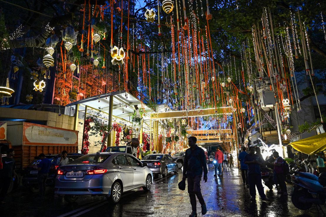 The Ambani family residence Antilia, which will host some of the weekend's festivities, has been extravagantly decorated ahead of the ceremony.