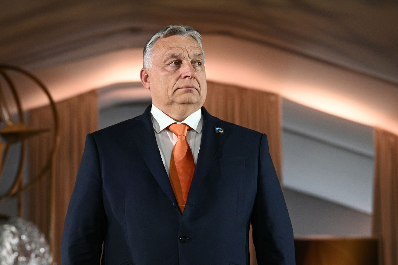 Hungary's Prime Minister Viktor Orban arrives for the NATO 75th Anniversary Celebratory Event at the Mellon Auditorium in Washington, DC, on July 9.