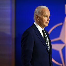 President Joe Biden arrives at the NATO 75th anniversary celebratory event during the NATO summit in Washington, DC, on July 9. Graeme Sloan/Bloomberg/Getty Images