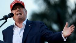 DORAL, FLORIDA - JULY 09: Former President Donald Trump speaks during his campaign rally at the Trump National Doral Golf Club on July 09, 2024 in Doral, Florida. Trump continues to campaign ahead of the Republican National Convention which begins on July 15. (Photo by Joe Raedle/Getty Images)