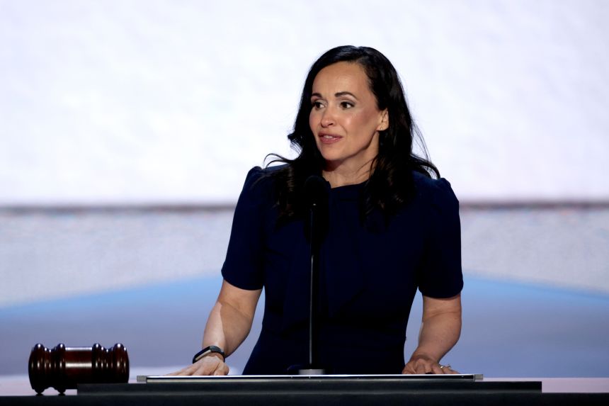 Jessica Millan Patterson during the Republican National Convention at the Fiserv Forum in Milwaukee, Wisconsin, US, on July 15, 2024.