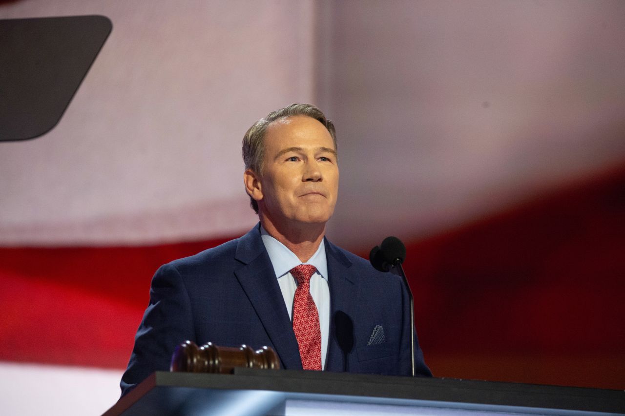 Ohio Lt Gov. Jon Husted speaks at the Republican National Convention in Milwaukee on July 15, 2024.