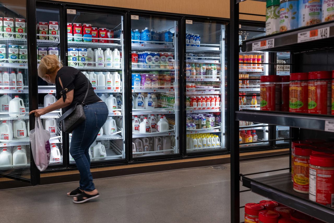 A person shops at a grocery store in Brooklyn, New York on July 11, 2024.