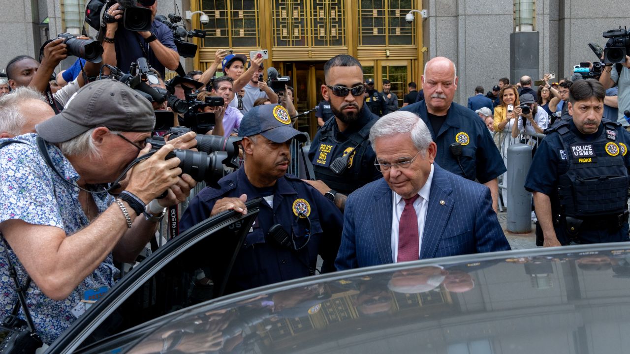 NEW YORK, NEW YORK - JULY 16: U.S. Sen. Bob Menendez (D-NJ) exits Manhattan federal court on July 16, 2024 in New York City. Menendez and his wife Nadine are accused of taking bribes of gold bars, a luxury car, and cash in exchange for using Menendez's position to help the government of Egypt and other corrupt acts according to an indictment from the Southern District of New York. The jury found Menendez guilty on all counts. (Photo by Adam Gray/Getty Images)