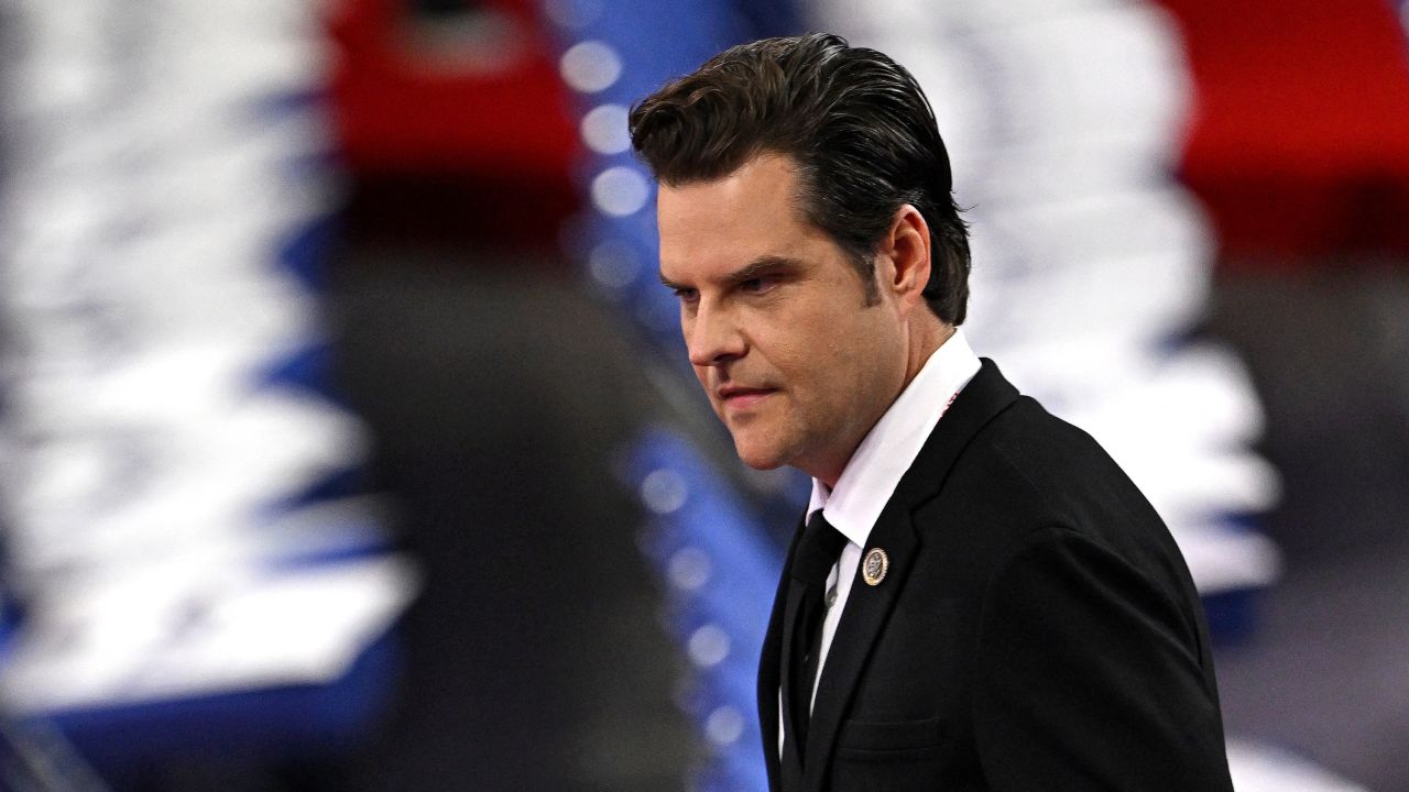 US representative Matt Gaetz (R-FL) attends the second day of the 2024 Republican National Convention at the Fiserv Forum in Milwaukee, Wisconsin, on July 16, 2024. Days after he survived an assassination attempt Donald Trump won formal nomination as the Republican presidential candidate and picked right-wing loyalist J.D. Vance for running mate, kicking off a triumphalist party convention in the wake of last weekend's failed assassination attempt. (Photo by Patrick T. Fallon / AFP) (Photo by PATRICK T. FALLON/AFP via Getty Images)