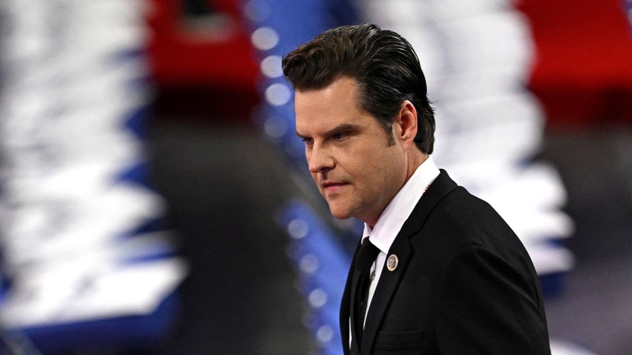 Then-Rep. Matt Gaetz attends the 2024 Republican National Convention at the Fiserv Forum in Milwaukee, Wisconsin, on July 16, 2024.