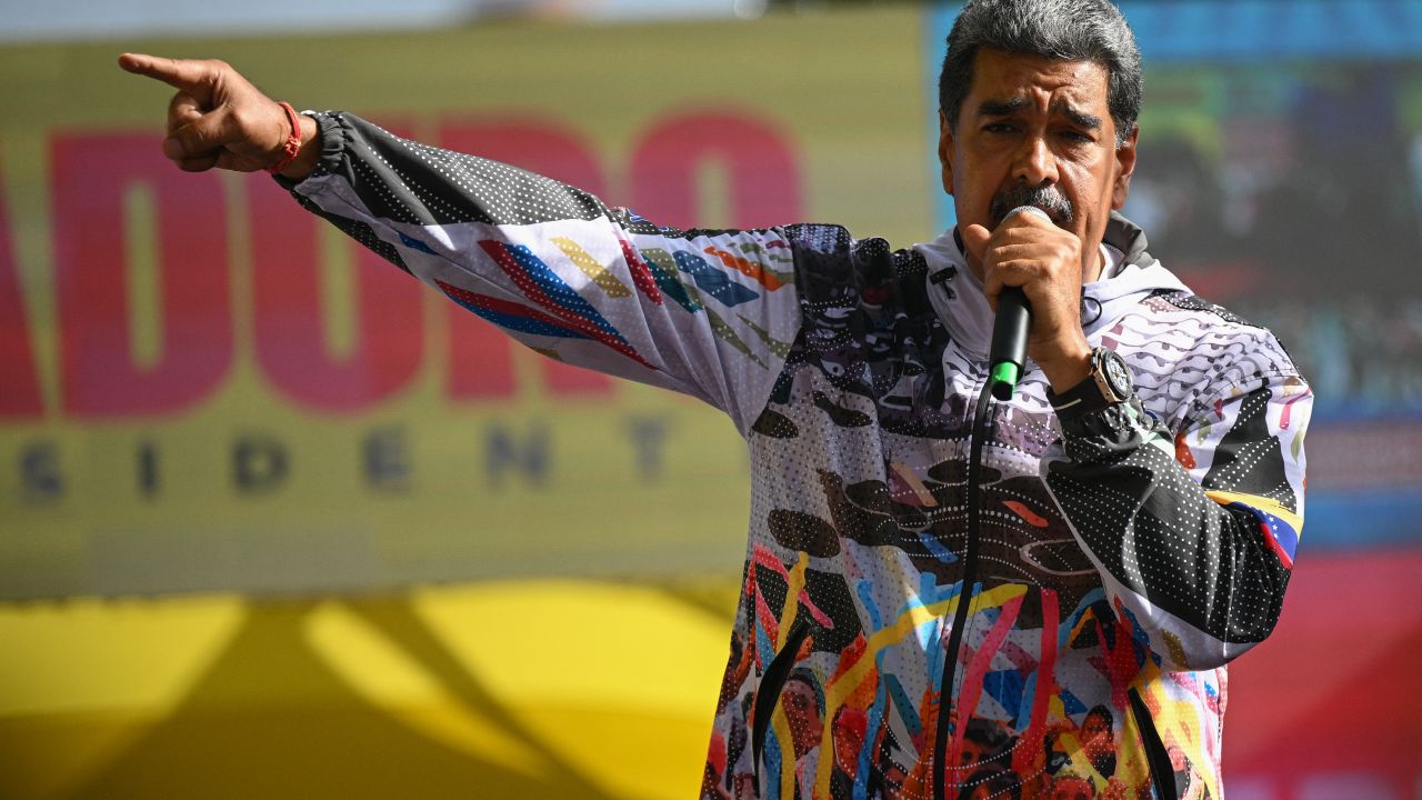 Venezuelan President and presidential candidate Nicolas Maduro speaks during a campaign rally in Caracas on July 16, 2024. Venezuela will hold presidential elections on July 28. (Photo by Federico PARRA / AFP) (Photo by FEDERICO PARRA/AFP via Getty Images)