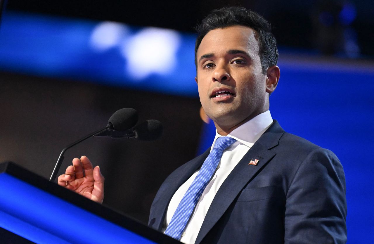 Vivek Ramaswamy speaks during the Republican National Convention in Milwaukee, Wisconsin, on July 16, 2024.