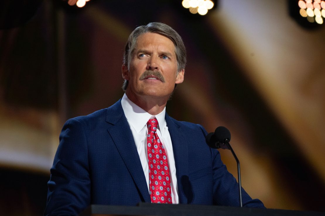 MILWAUKEE, WISCONSIN - JULY 16: Eric Hovde, US Republican Senate candidate for Wisconsin, speaks during the Republican National Convention (RNC) at the Fiserv Forum in Milwaukee, Wisconsin, US, on Tuesday, July 16, 2024. Former President Donald Trump tapped JD Vance as his running mate, elevating to the Republican presidential ticket a venture capitalist-turned-senator whose embrace of populist politics garnered national attention and made him a rising star in the party. (Photo by Jacek Boczarski/Anadolu via Getty Images)