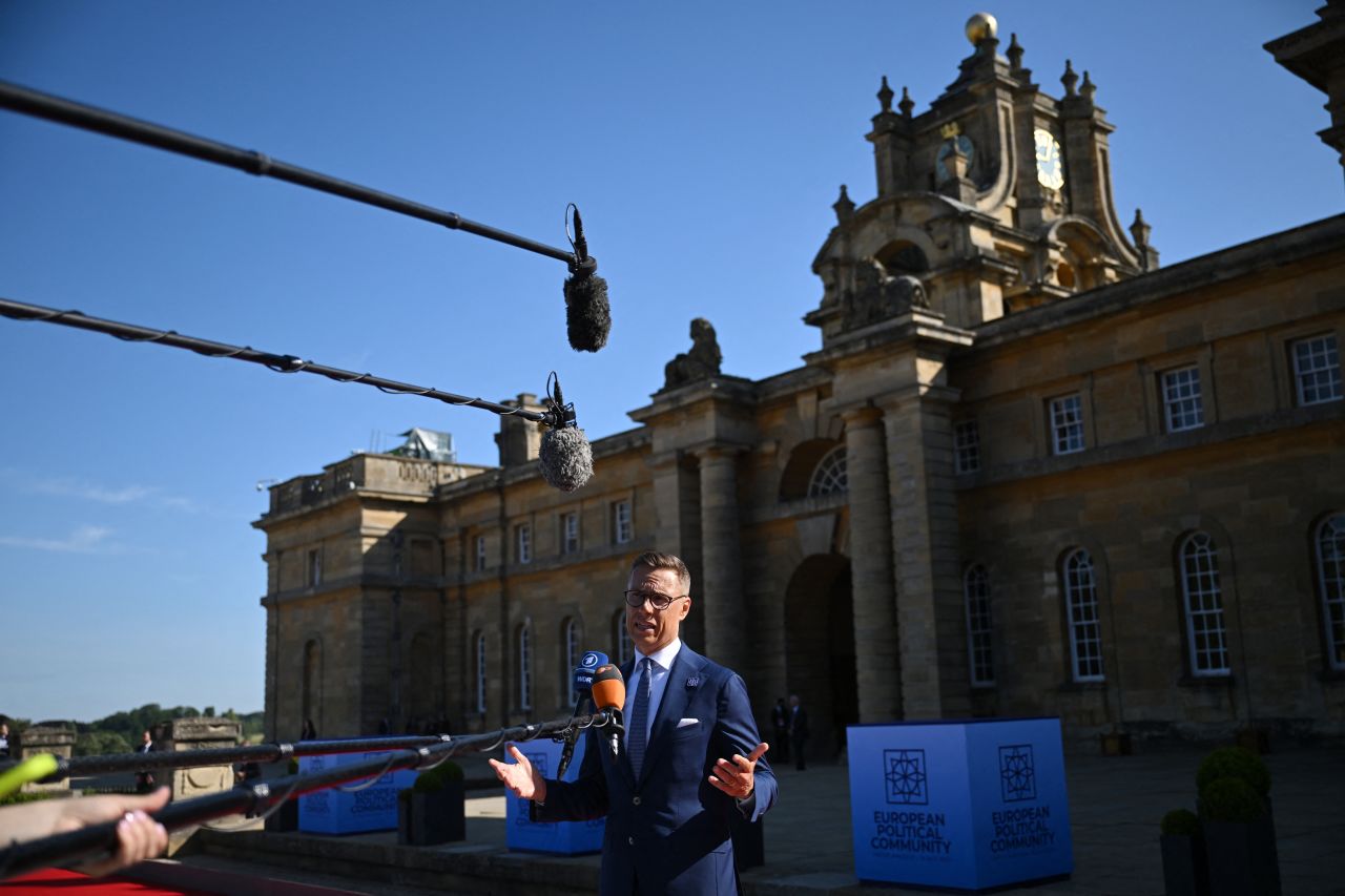 Finland President Alexander Stubb told the press on July 18, 2024 at Brenheim Palace in Woodstock, England.