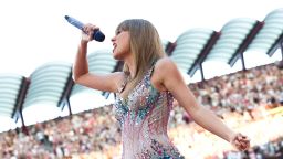 Taylor Swift performs onstage during "Taylor Swift | The Eras Tour" at San Siro on July 13, 2024 in Milan, Italy.