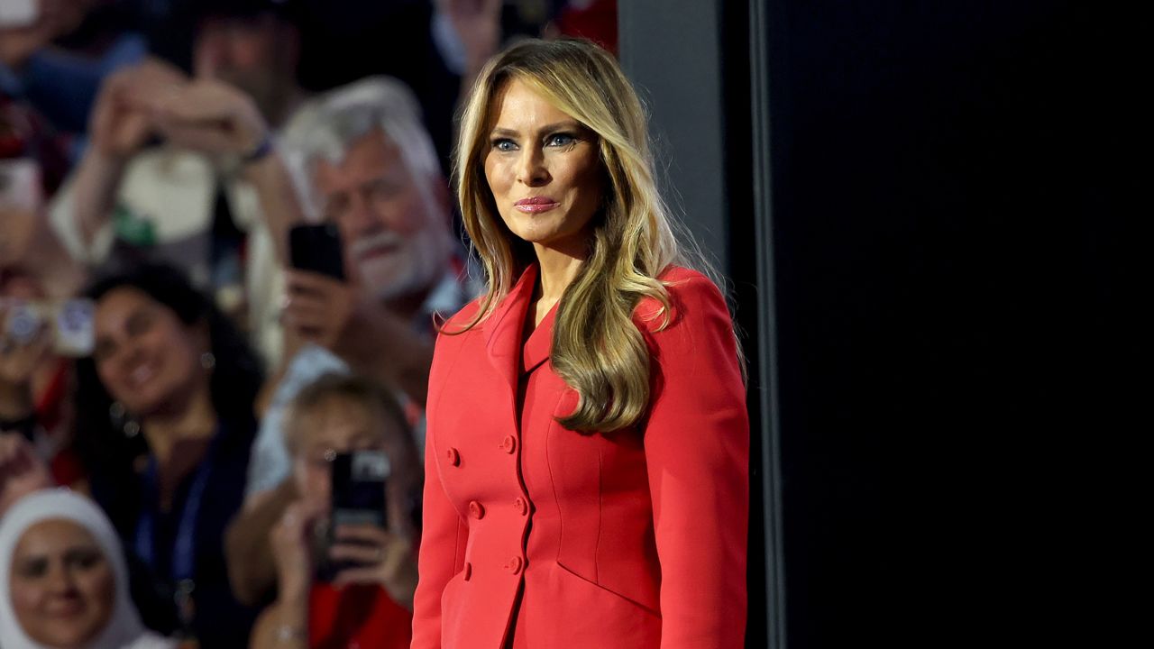 Former first lady Melania Trump arrives at the Republican National Convention in Milwaukee, Wisconsin, on on Wednesday, July 17.