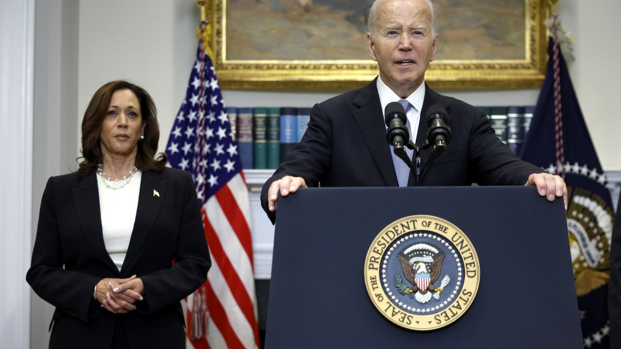 WASHINGTON, DC - JULY 14: U.S. President Joe Biden delivers remarks on the assassination attempt on Republican presidential candidate former President Donald Trump at the White House on July 14, 2024 in Washington, DC. A shooter opened fire injuring former President Trump, killing one audience member, and injuring two others during a campaign event in Butler, Pennsylvania on July 13. Biden was joined by Vice President Kamala Harris. (Photo by Kevin Dietsch/Getty Images)