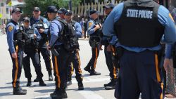 MILWAUKEE, WISCONSIN - JULY 14: Law Enforcement Officers stand guard near the Fiserv Forum, the site of the Republican National Convention on July 14, 2024 in Milwaukee, Wisconsin. Law enforcement officials began final preparations on the eve of RNC where Republican presidential candidate former President Donald Trump is expected to be formally receive the GOP nomination for the 2024 U.S. Presidential election. Trump suffered minor injuries during a campaign rally on on July 13 in Butler, Pennsylvania after a gunman opened fired killing one person and injuring two critically. (Photo by Michael M. Santiago/Getty Images)