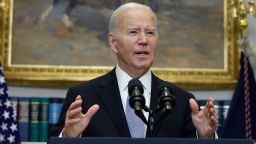 US President Joe Biden delivers remarks at the White House on July 14, 2024, in Washington, DC.
