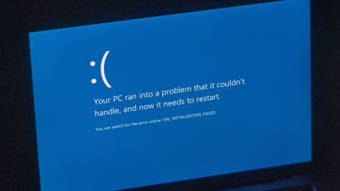 A blue screen for an inaccessible website on a laptop computer following reports of a major global outage, arranged in Palma de Mallorca, Spain, on Friday, July 19, 2024. CrowdStrike Holdings Inc. confirmed that computers with its security software installed are having issues with the Windows operating system abruptly shutting down, Asahi?reports, citing a spokesperson at the company's Japanese unit.