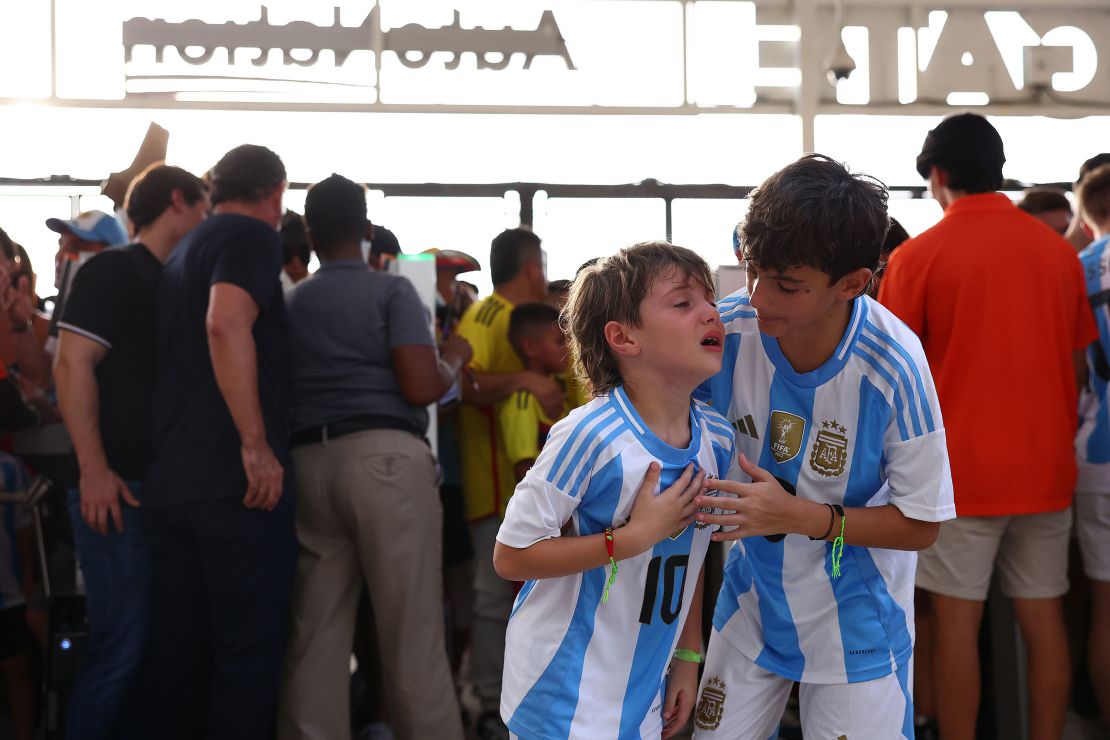 Young Argentina fans outside the stadium before the Copa América final.