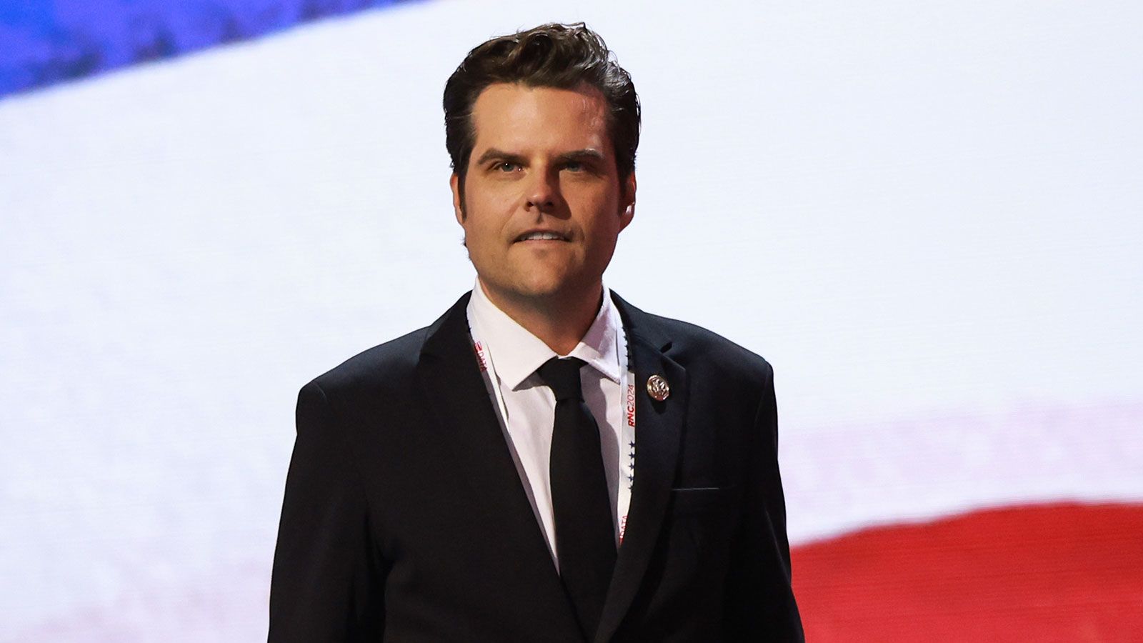 US Rep. Matt Gaetz (R-FL) is seen on the second day of the Republican National Convention at the Fiserv Forum on July 16, 2024, in Milwaukee, Wisconsin.