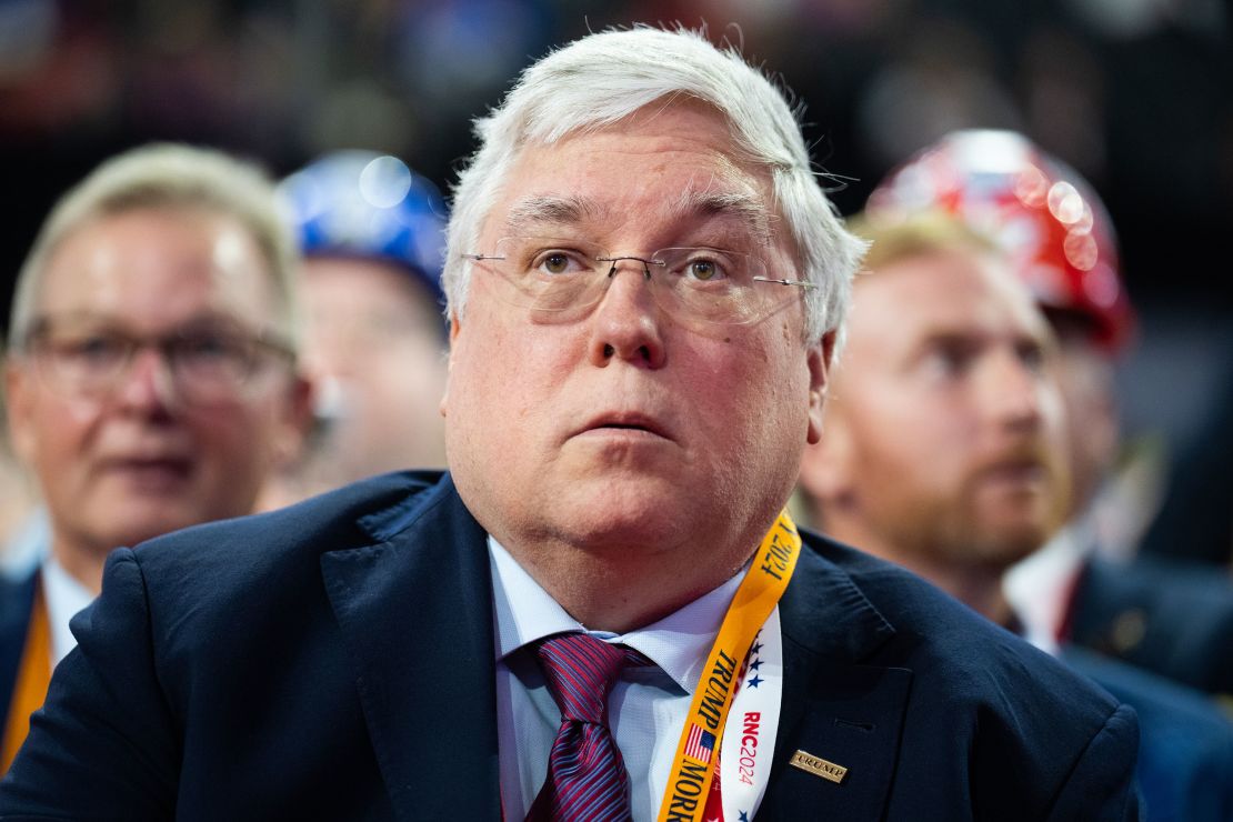 Patrick Morrisey, West Virginia attorney general, is seen in Fiserv Forum on the first day of Republican National Convention in Milwaukee, Wisconsin on July 15, 2024.