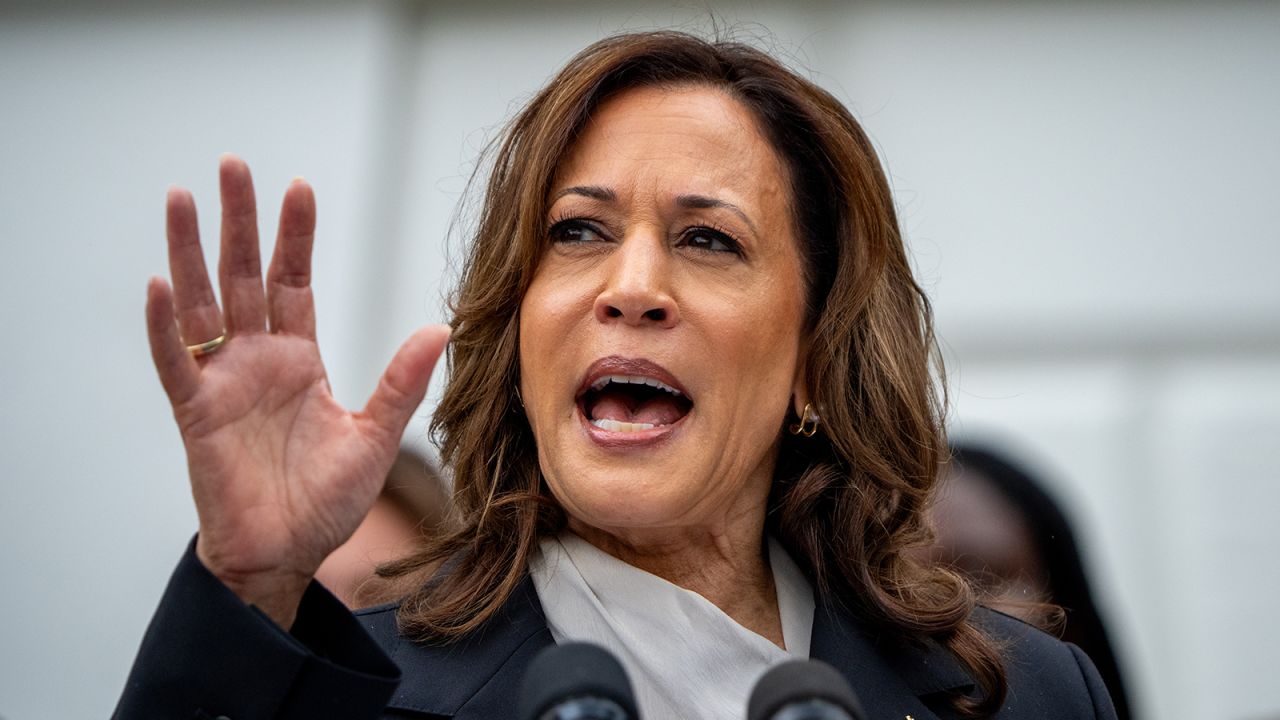 U.S. Vice President Kamala Harris speaks during an NCAA championship teams celebration on the South Lawn of the White House on July 22, 2024 in Washington, DC. U.S.