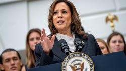 WASHINGTON, DC - JULY 22: U.S. Vice President Kamala Harris speaks during an NCAA championship teams celebration on the South Lawn of the White House on July 22, 2024 in Washington, DC. U.S. President Joe Biden abandoned his campaign for a second term after weeks of pressure from fellow Democrats to withdraw and just months ahead of the November election, throwing his support behind Harris. (Photo by Andrew Harnik/Getty Images)