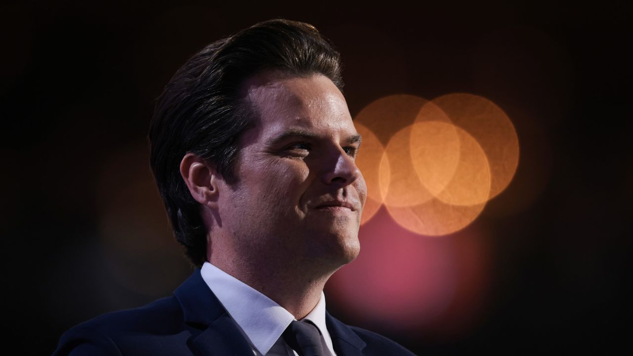 Rep. Matt Gaetz speaks on stage on the third day of the Republican National Convention at the Fiserv Forum in Milwaukee, Wisconsin on July 17, 2024.