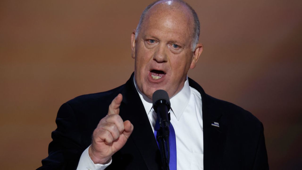 MILWAUKEE, WISCONSIN - JULY 17: Former Acting Director of Immigration and Customs Enforcement Thomas Homan speaks on stage on the third day of the Republican National Convention at the Fiserv Forum on July 17, 2024 in Milwaukee, Wisconsin. Delegates, politicians, and the Republican faithful are in Milwaukee for the annual convention, concluding with former President Donald Trump accepting his party's presidential nomination. The RNC takes place from July 15-18. (Photo by Chip Somodevilla/Getty Images)