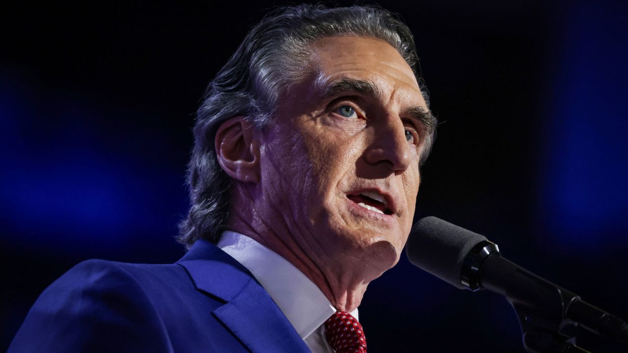 MILWAUKEE, WISCONSIN - JULY 17:  North Dakota Gov. Doug Burgum speaks on stage on the third day of the Republican National Convention at the Fiserv Forum on July 17, 2024 in Milwaukee, Wisconsin. Delegates, politicians, and the Republican faithful are in Milwaukee for the annual convention, concluding with former President Donald Trump accepting his party's presidential nomination. The RNC takes place from July 15-18.  (Photo by Alex Wong/Getty Images)