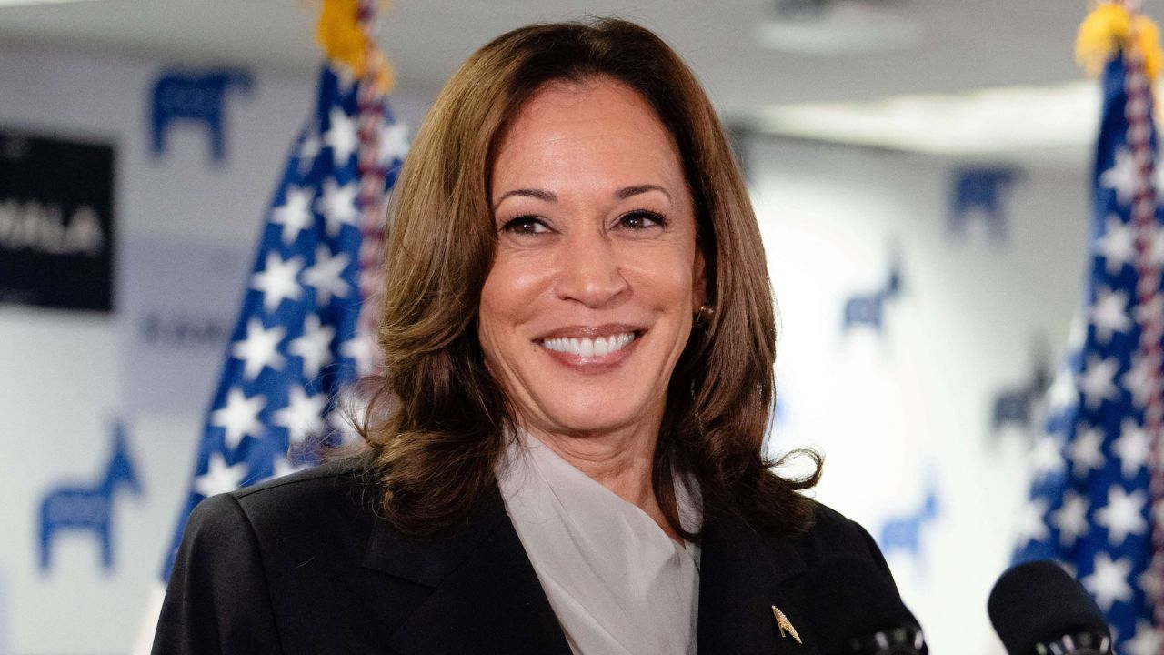 US Vice President and Democratic presidential candidate Kamala Harris speaks at her campaign headquarters in Wilmington, Delaware, on July 22, 2024.