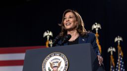 Vice President Kamala Harris speaks to supporters during a campaign rally at West Allis Central High School on July 23, 2024 in West Allis, Wisconsin.