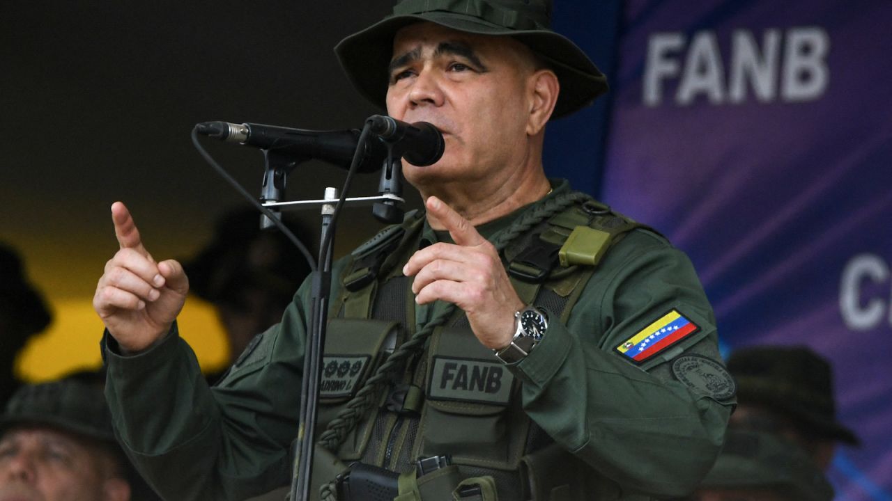 Venezuela's Defense Minister Vladimir Padrino delivers a message during an event to distribute electoral material to the different voting centers at Fuerte Tiuna in Caracas on July 24, 2024. Venezuela will hold presidential elections on July 28, 2024. (Photo by STRINGER / AFP)