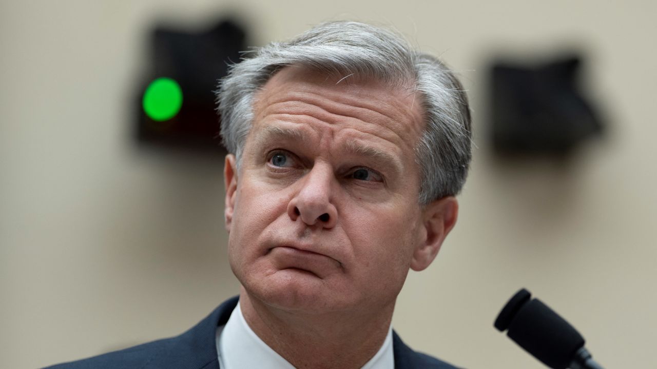 FBI Director Christopher Wray appears before the House Judiciary Committee on Capitol Hill in Washington, DC, on July 24, 2024. The gunman who attempted to assassinate Donald Trump at a campaign rally searched online for details about the November 1963 shooting of US president John F. Kennedy in the days before the attack, the FBI director said. FBI chief Christopher Wray, testifying before a congressional committee, also said the gunman flew a drone over the area where the former president was scheduled to speak about two hours before he took the stage. (Photo by Chris Kleponis / AFP) (Photo by CHRIS KLEPONIS/AFP via Getty Images)