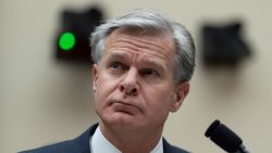 FBI Director Christopher Wray appears before the House Judiciary Committee on Capitol Hill in Washington, DC, on July 24, 2024. The gunman who attempted to assassinate Donald Trump at a campaign rally searched online for details about the November 1963 shooting of US president John F. Kennedy in the days before the attack, the FBI director said. FBI chief Christopher Wray, testifying before a congressional committee, also said the gunman flew a drone over the area where the former president was scheduled to speak about two hours before he took the stage. (Photo by Chris Kleponis / AFP) (Photo by CHRIS KLEPONIS/AFP via Getty Images)