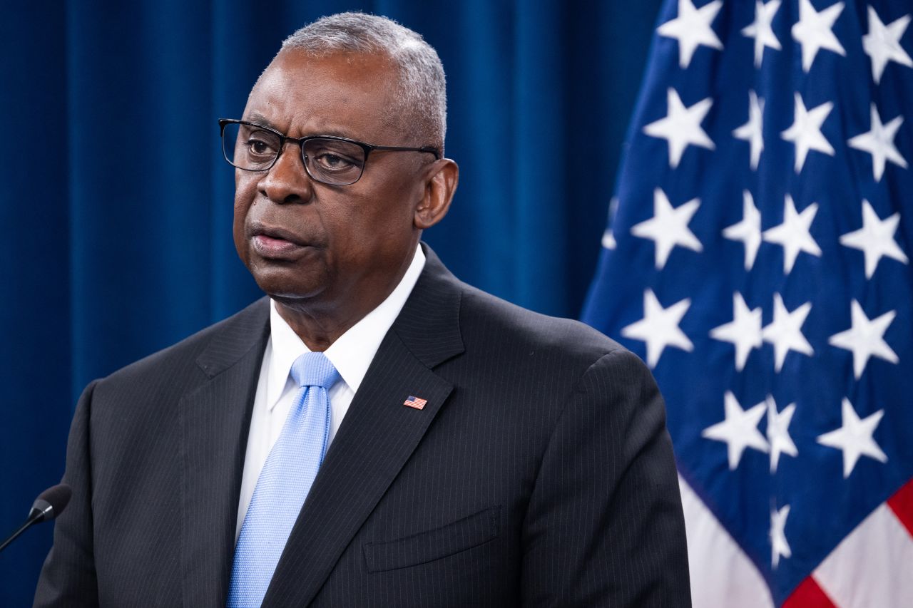 US Secretary of Defense Lloyd Austin speaks during a press briefing in Washington, DC, on July 25.