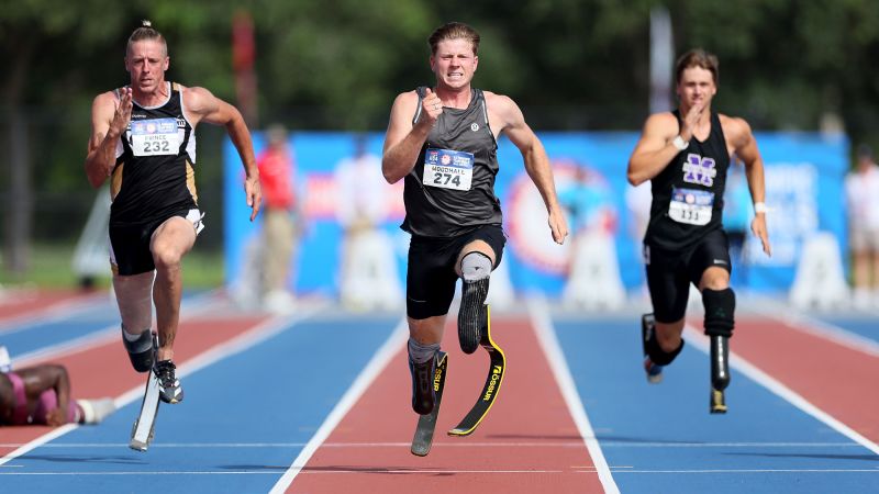 Hunter Woodhall saw his wife become Olympic champion in Paris. Now it’s his turn to win gold at the Paralympics