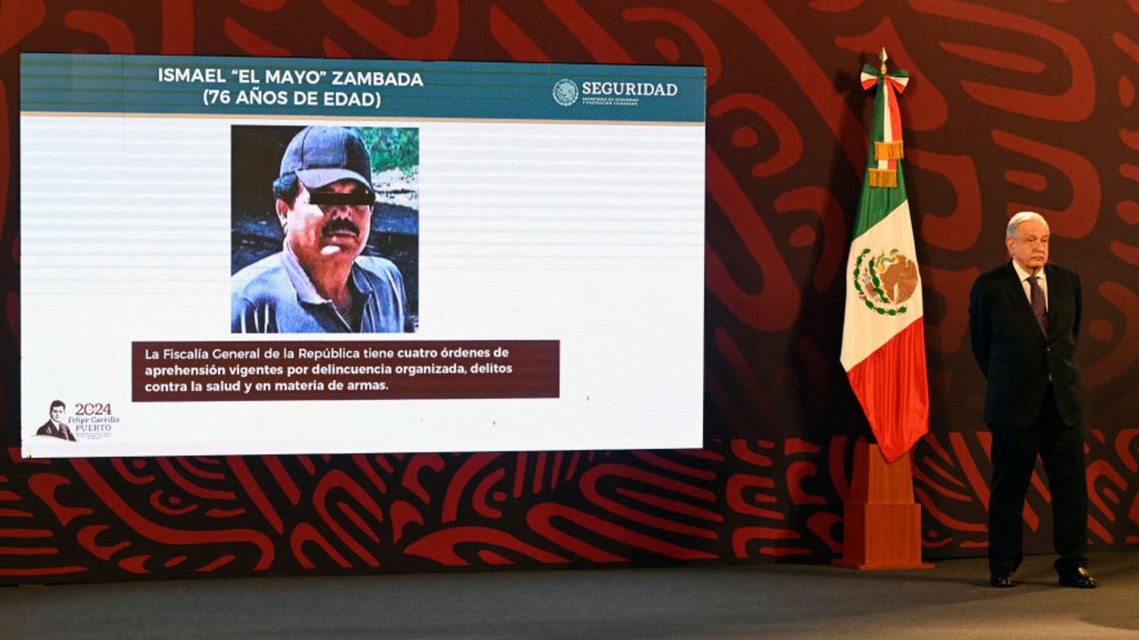 Mexico's President Andres Manuel Lopez Obrador listens to Mexican Security Secretary Rosa Icela Rodriguez (out of frame) during his usual morning press conference at the National Palace in Mexico City on July 26, 2024. Mexican authorities did not participate in the arrest of Ismael "Mayo" Zambada, co-founder of the Sinaloa cartel, and a son of Joaquin "El Chapo" Guzman, carried out on July 25 in Texas by US authorities, the Mexican Security Secretary announced on Friday. (Photo by Alfredo ESTRELLA / AFP) (Photo by ALFREDO ESTRELLA/AFP via Getty Images)