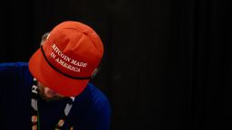 A person wearing a "BITCOIN MADE IN AMERICA" hat is seen in the convention area of the Bitcoin 2024 conference at Music City Center July 26, 2024 in Nashville, Tennessee. The conference, which is aimed at bitcoin enthusiasts, features multiple vendor and entertainment spaces and seminars by celebrities and politicians.