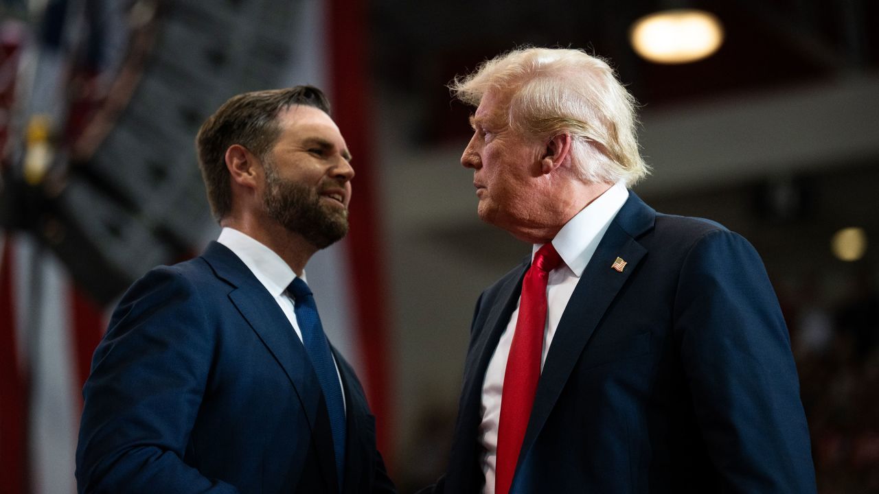 Sen. JD Vance (R-OH) introduces former President Donald Trump during a rally at Herb Brooks National Hockey Center on July 27, 2024 in St Cloud, Minnesota. 