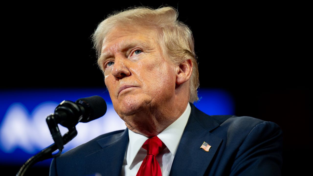 Former President Donald Trump speaks to attendees during his campaign rally at the Bojangles Coliseum on July 24, 2024 in Charlotte, North Carolina. 