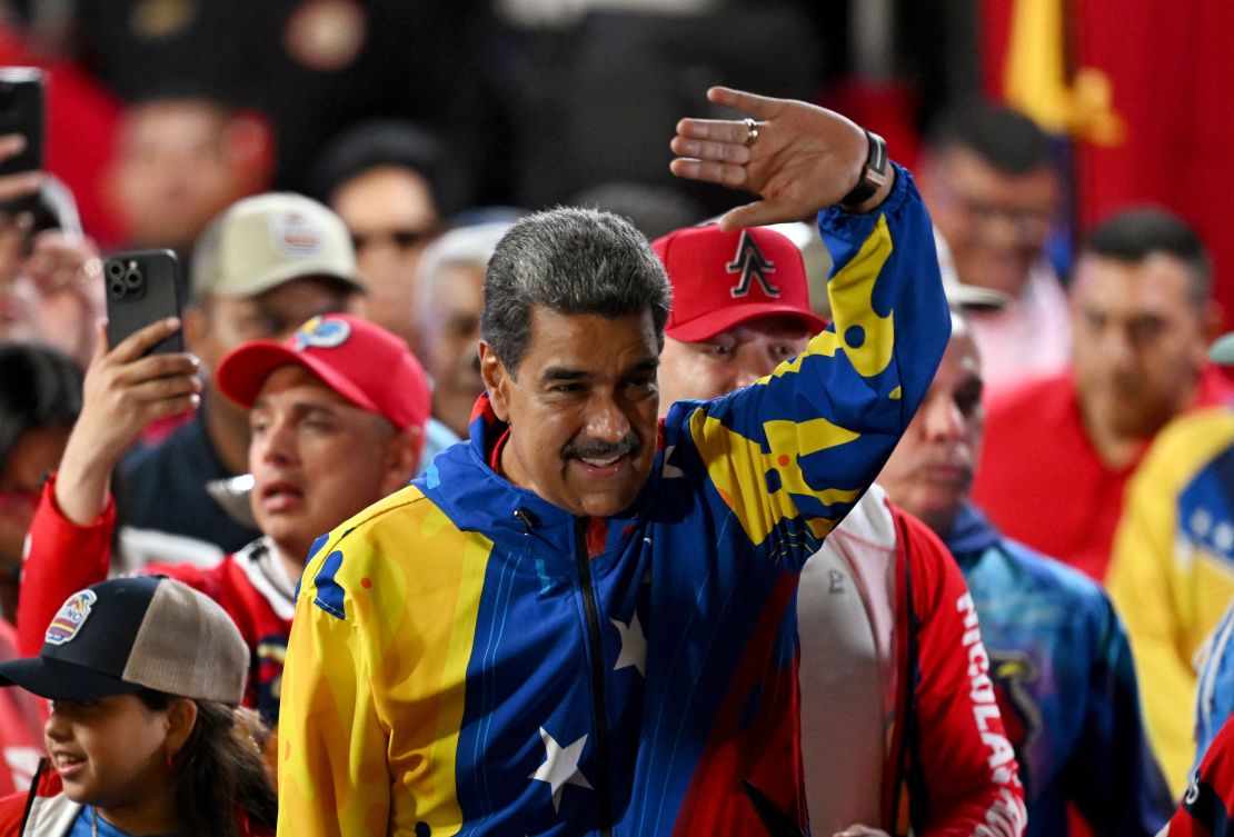 El presidente de Venezuela, Nicolás Maduro, reacciona tras los resultados de las elecciones en Caracas el 29 de julio de 2024. (Juan Barreto/AFP/Getty Images)