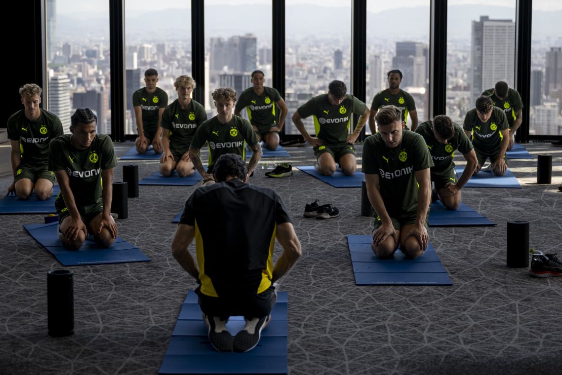 Maintaining daily habits can help athletes stay prepared whether they are weekend warriors or pros. Here, the German soccer team Borussia Dortmund trains on July 23 in Osaka, Japan.
