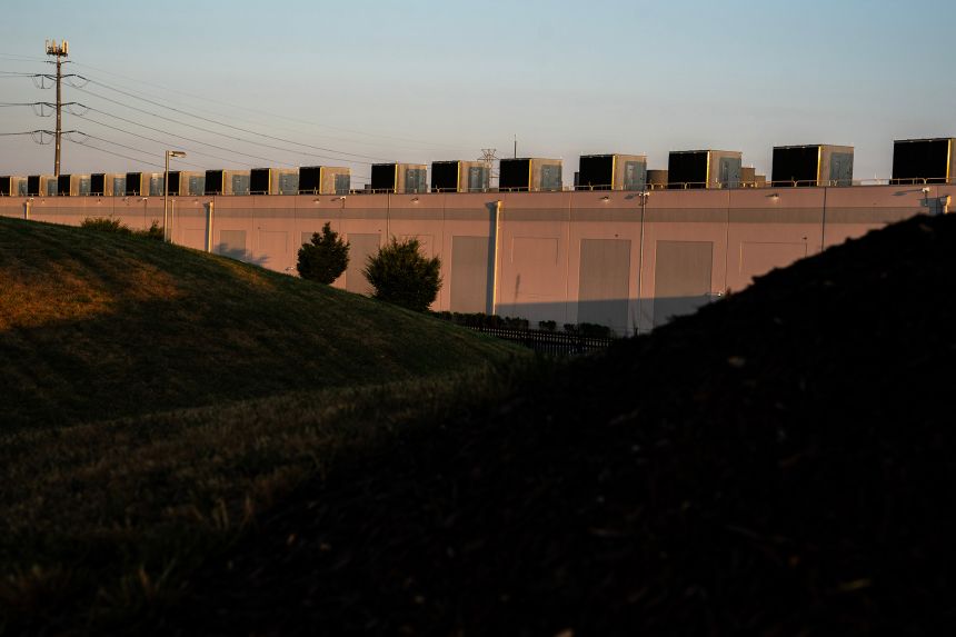An Amazon Web Services data center in Ashburn, Virginia, US, on Sunday, July 28, 2024. Data center developers in Northern Virginia are asking utility Dominion Energy Inc. for as much power as several nuclear reactors can generate, in the latest sign of how artificial intelligence is helping drive up electricity demand.