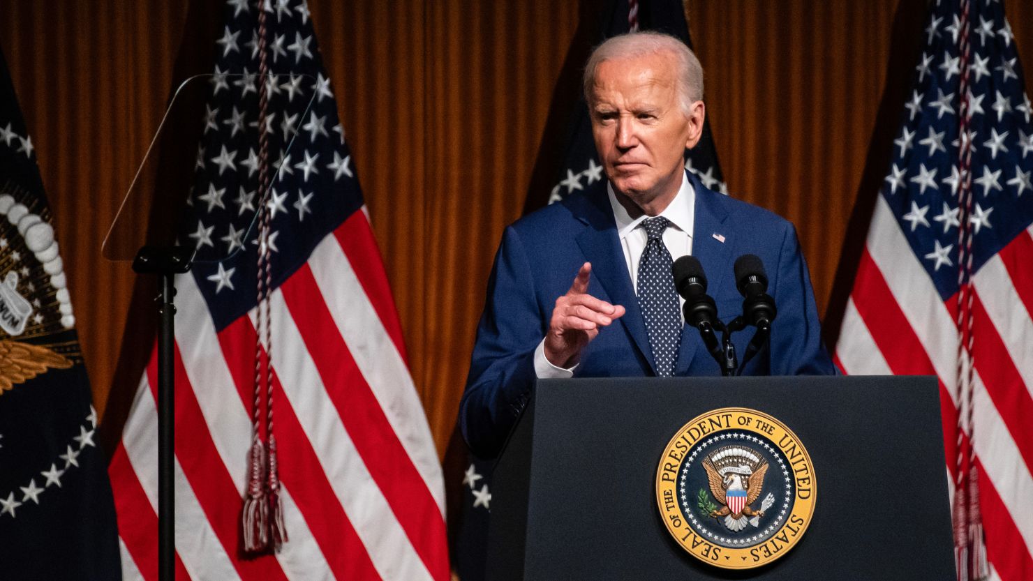 President Joe Biden at the LBJ Presidential Library in Austin, Texas, on Monday, July 29, 2024.