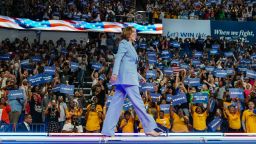 Vice President and Democratic presidential candidate Kamala Harris arrives to speak at a campaign rally in Atlanta, Georgia, on July 30, 2024.