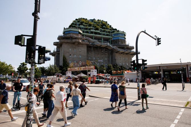 <strong>Hamburg Bunker: </strong>A former Nazi wartime bunker in Hamburg, Germany, has bee turned into a hotel, leisure complex and rooftop park.